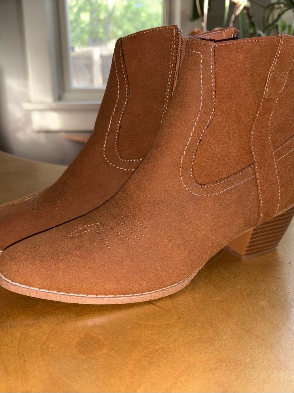 Women's Brown Suede Ankle Western Booties
